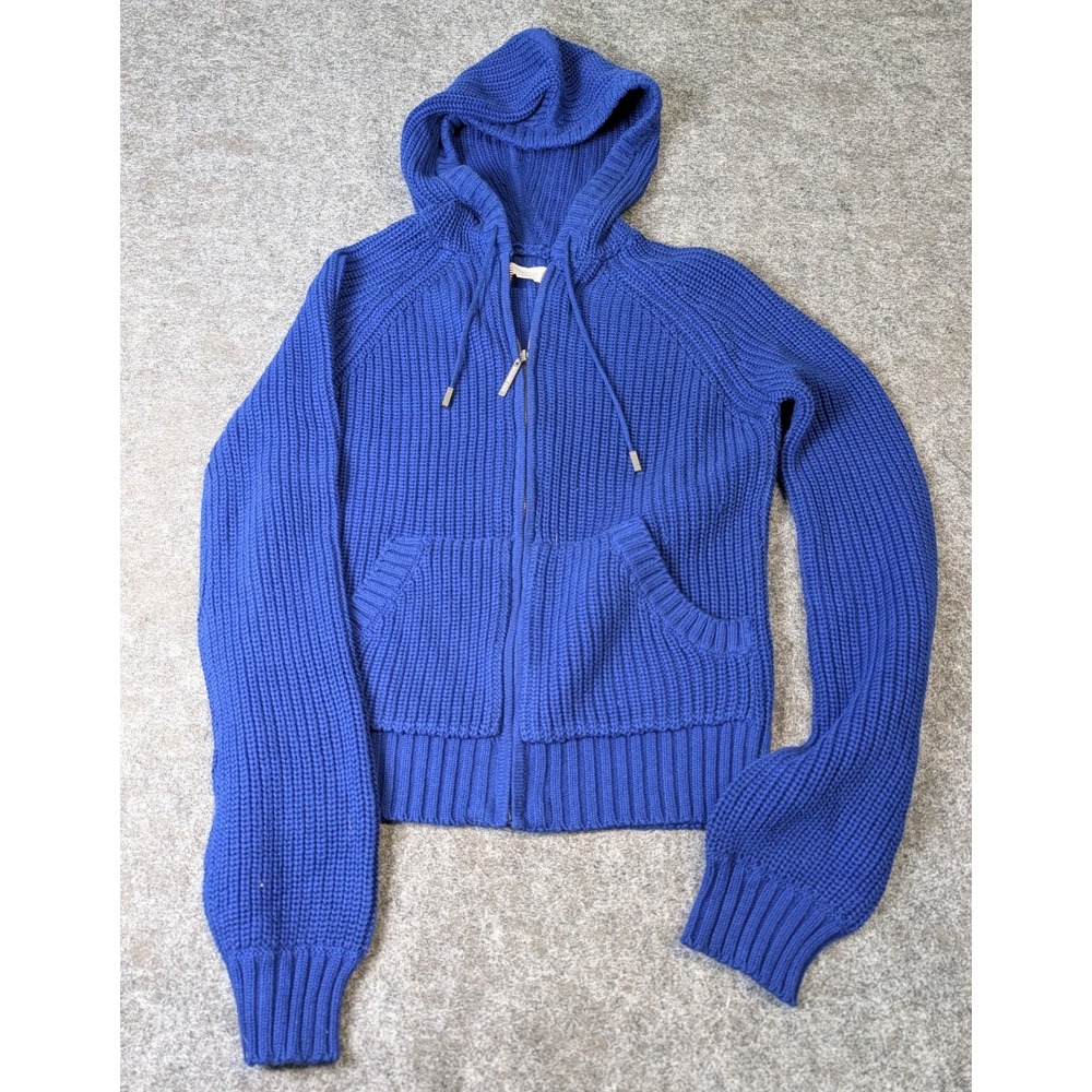 Richard Chai Target Sweater Hoodie Womens L Blue Cable Knit Full‎ Zip  EUC